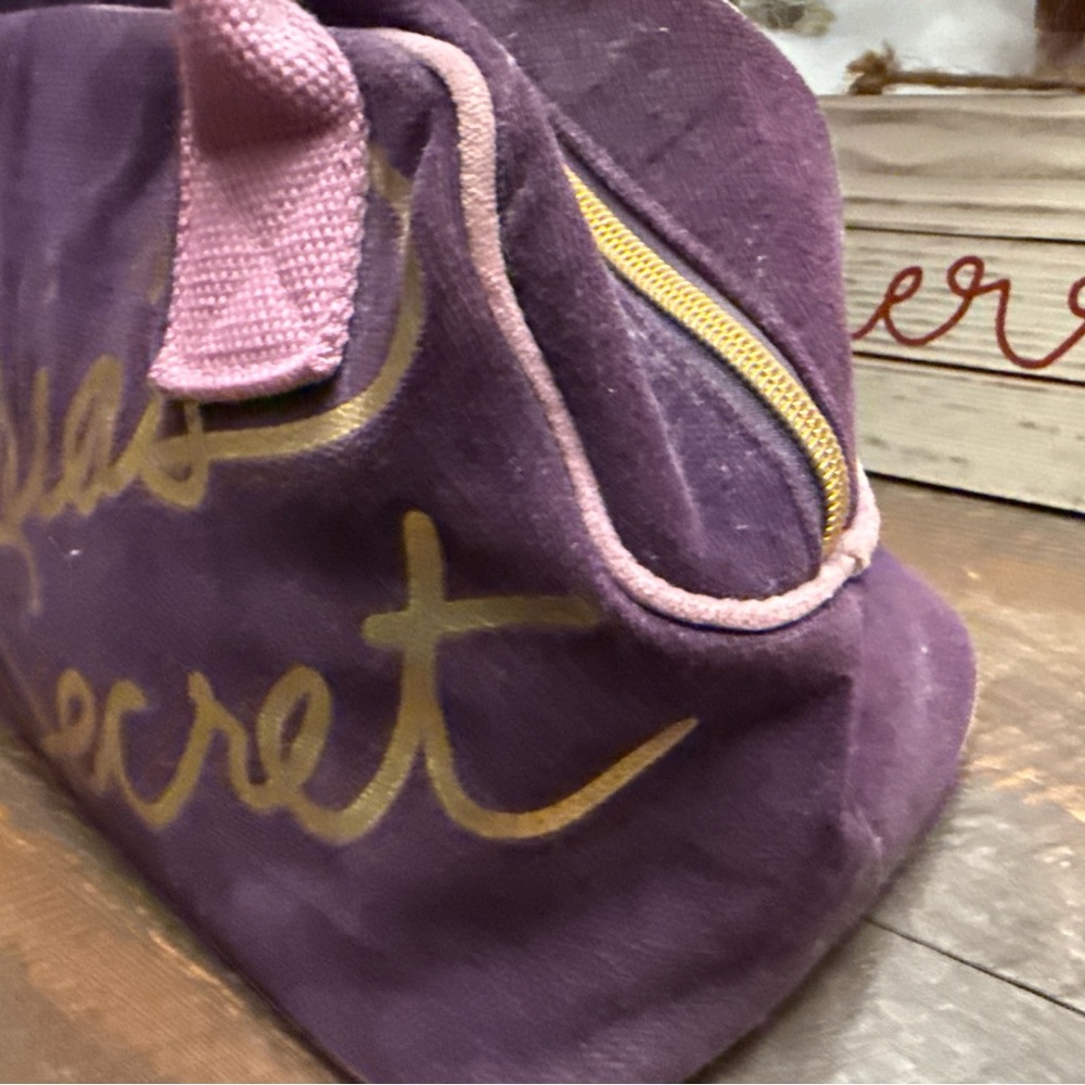 Vintage Y2K 1990’s Victoria's Secret Handbag Purple Velvet Satchel Bag Cosmetic - Picture 4 of 14